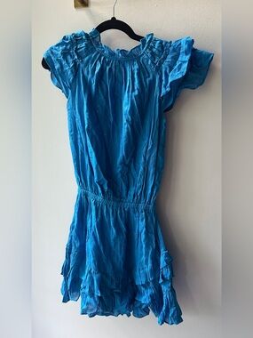 Karina Grimaldi, Blue Ruffle Mini Dress 18” P2P Size XS | 1267